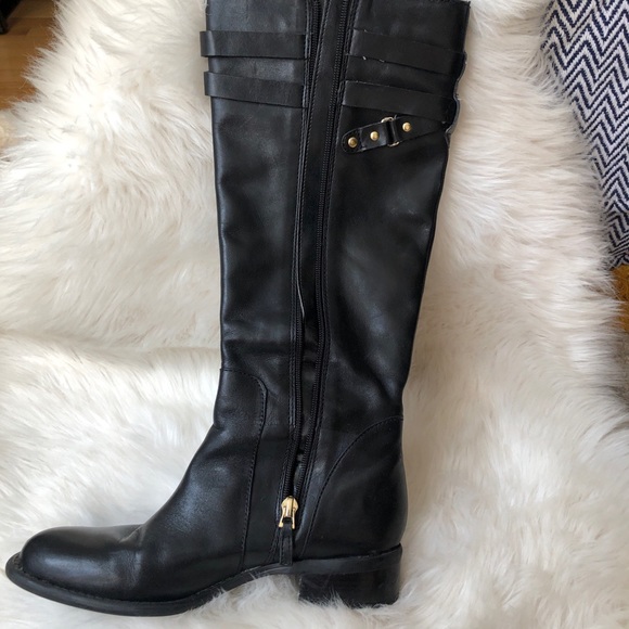 Franco Sarto knee high black leather boots - Picture 4 of 8